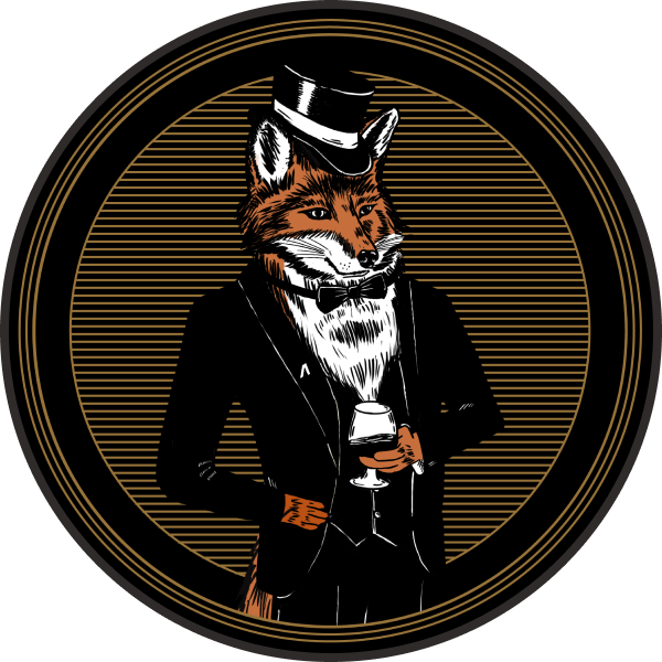 An illustration of a The Oregon Grille's fox character dressed in a tuxedo.